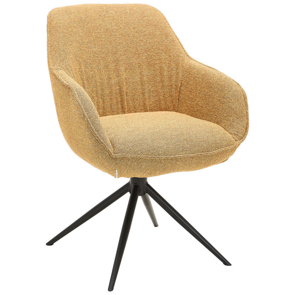 Novel STOLIČKA S PODRÚČKAMI, železo, vzhľad ľanu, oranžová