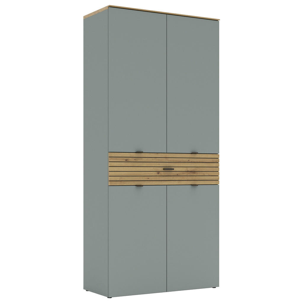 Voleo SKRINKA NA TOPÁNKY, zelená, dub artisan, 90/196/41 cm