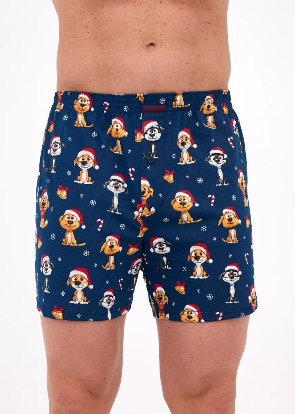 Boxerské šortky Cornette 016/20 Psy Vianoce S-2XL tmavě modrá XL