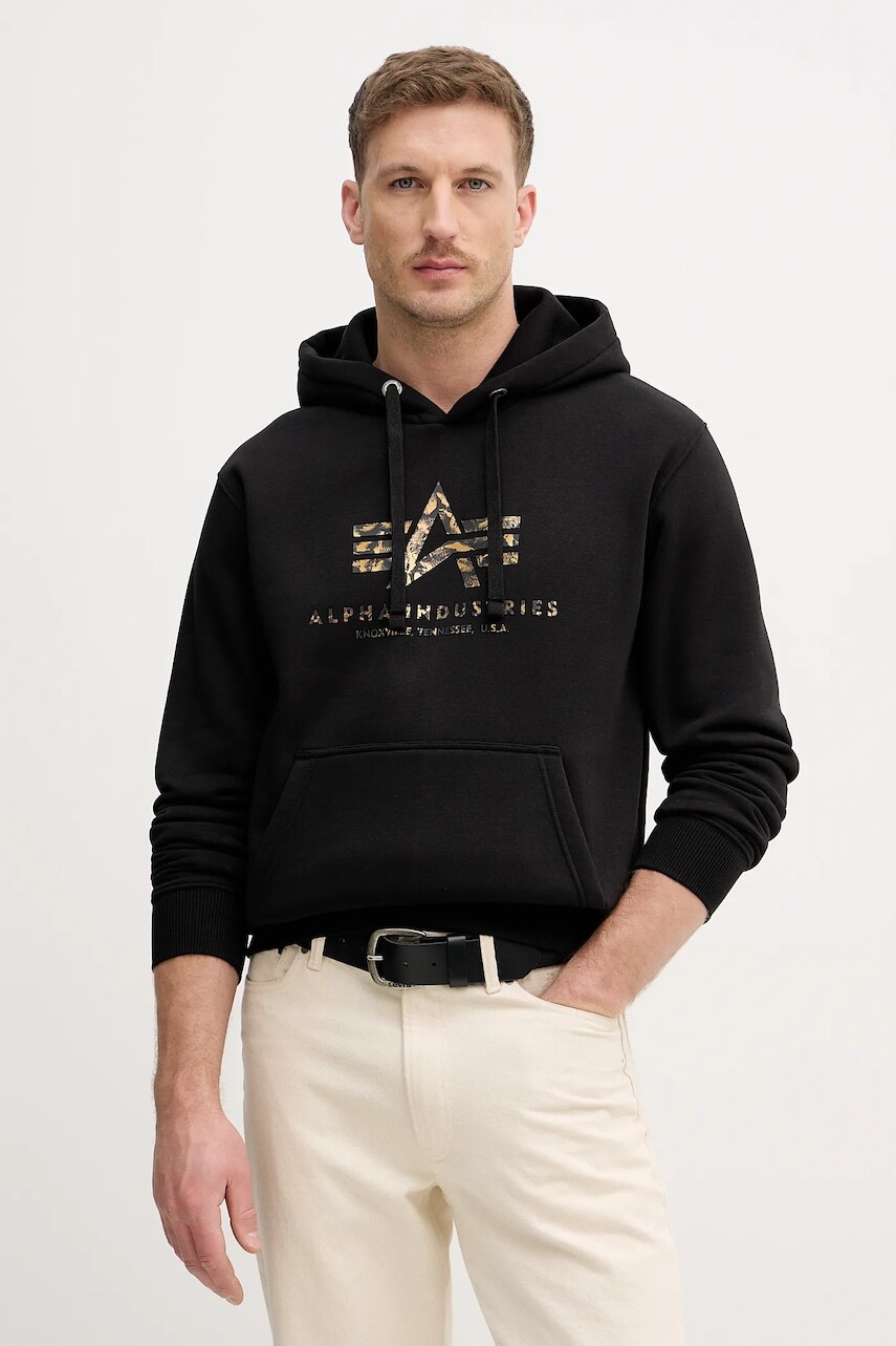 Mikina Alpha Industries Basic Hoodie BL Effect Print