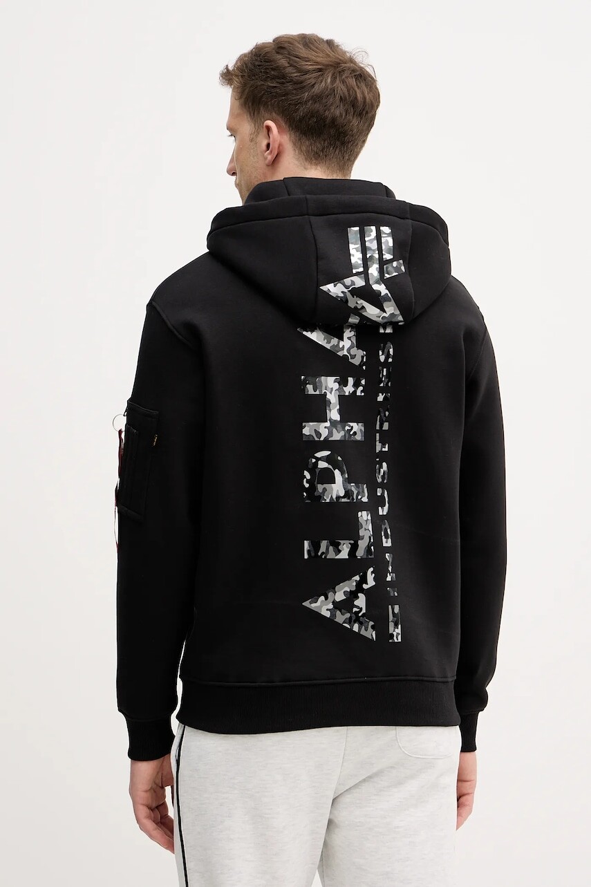 Mikina Alpha Industries Backprint Hoodie Mirror Camo