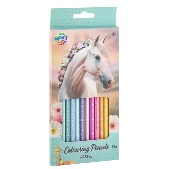 Pastelové vyfarbovacie ceruzky na kone 12 ks MOXY