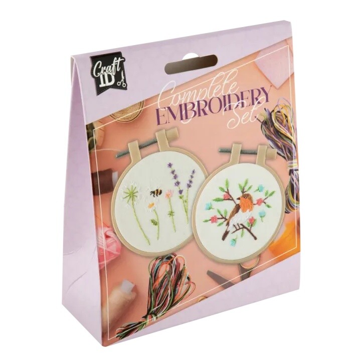 Mini vyšívacia súprava 2 ks Ø 8,5 cm