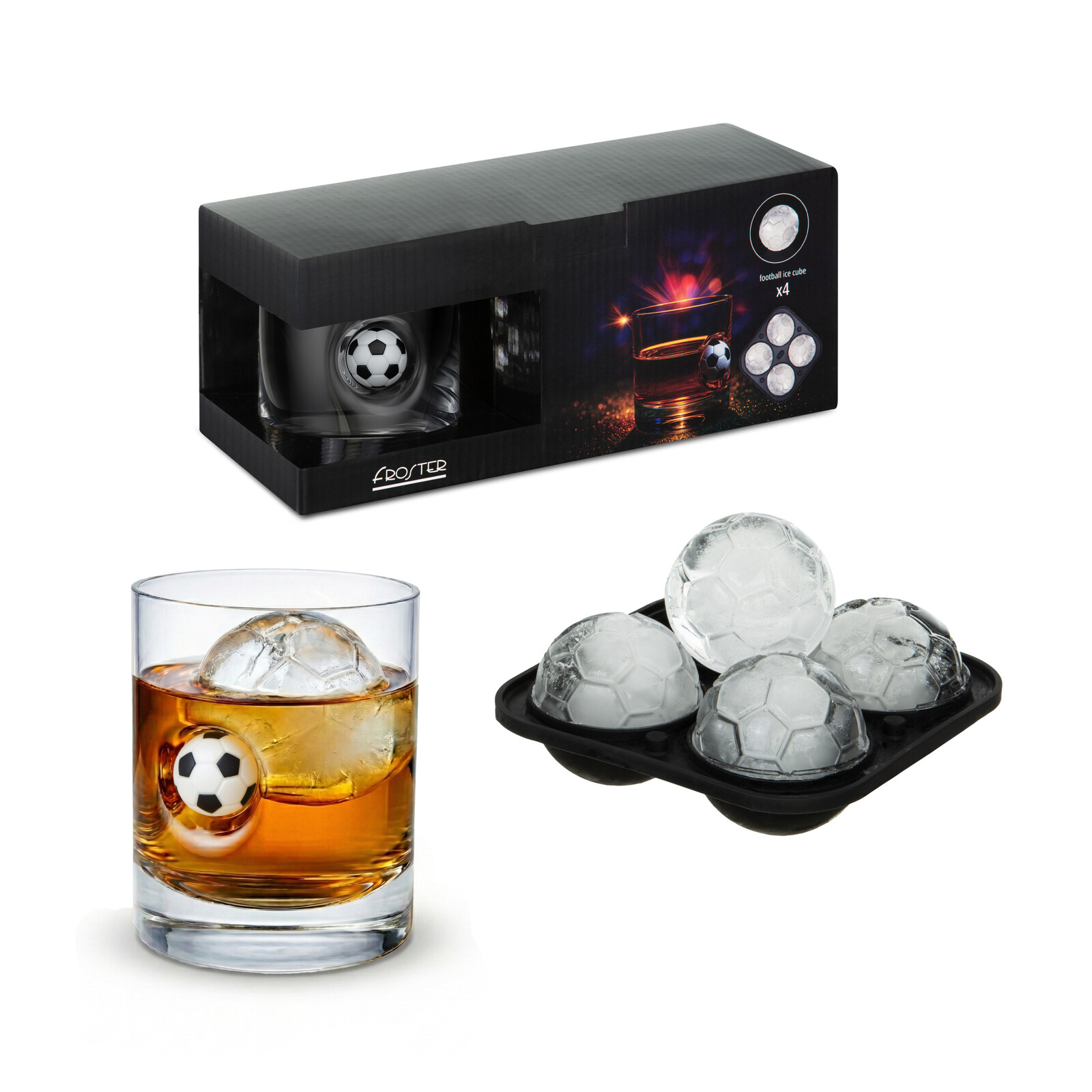 Fanúšikovská sada - pohár na whisky s loptou a forma na ľad v tvare lopty