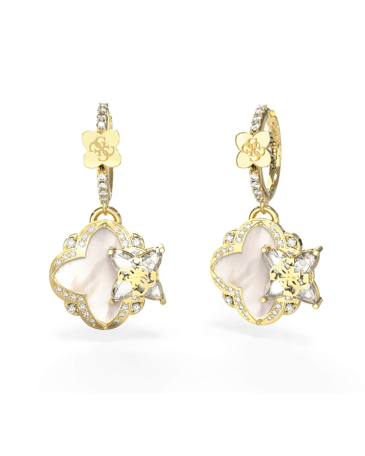 Guess Úchvatné pozlátené náušnice s príveskami Wild Flower JUBE05583JWYGT/U