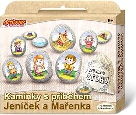 Malování na kameny s příběhem Jeníček a Mařenka: kreativní sada v krabičce 19x16x4cm