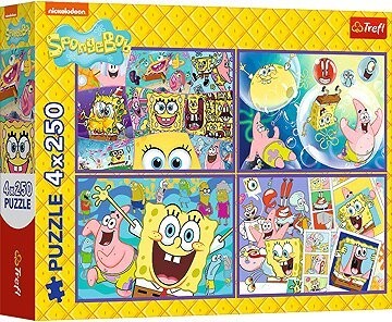 TREFL Puzzle Šialený svet Spongeboba 4× 250 dielikov