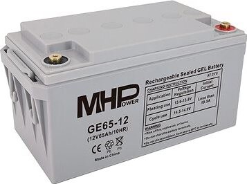 MHPower GE65-12 Gélový akumulátor 12 V/65 Ah, Terminál T1 – M6, Deep Cycle; GE65-12
