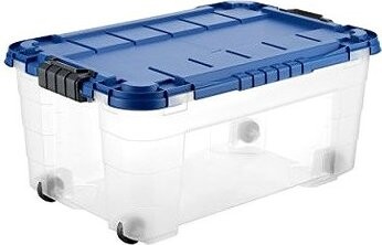 Tontarelli Úložný box 4UP s vekom a kolieskami 40 l transparent/modrý