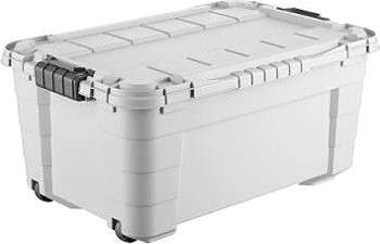 Tontarelli Úložný box 4UP s vekom a kolieskami 40 l krémovo-sivý