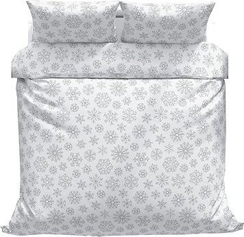 Kaptan Vianočné bavlnené obliečky Snehové vločky 140 × 200, 70 × 90 cm