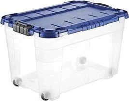 Tontarelli Úložný box 4UP s vekom a kolieskami 60 l transparent/modrý