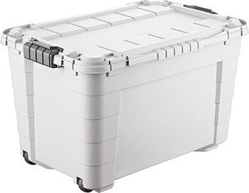 Tontarelli Úložný box 4UP s vekom a kolieskami 60 l krémovo-sivý
