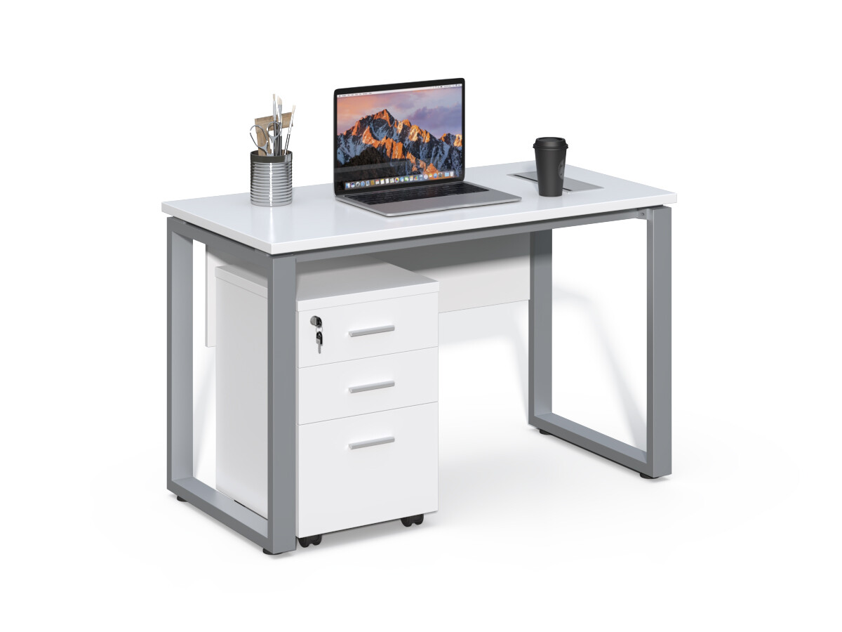 Kancelársky stôl s kontajnerom Houseland Prime Home 02 120 cm biely