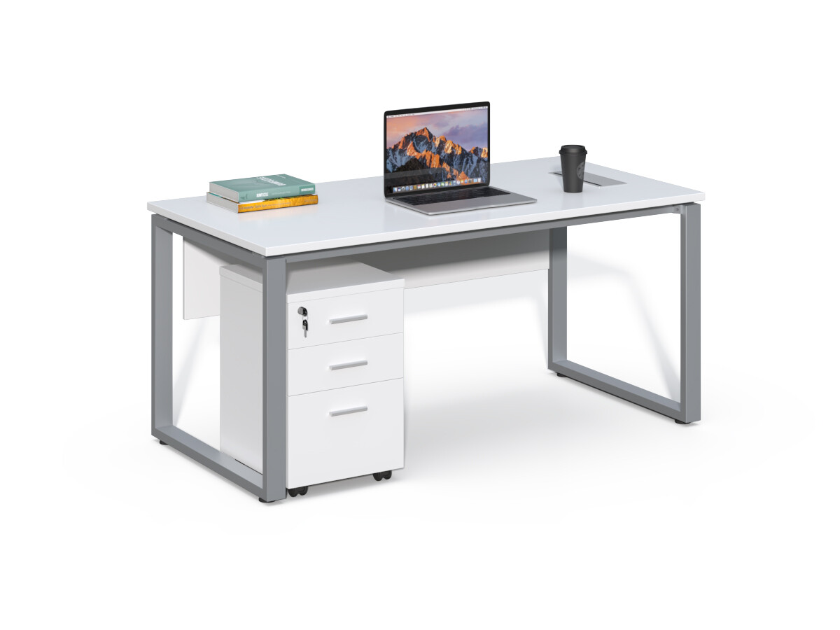 Kancelársky stôl s kontajnerom Houseland Prime Home 02 160 cm biely