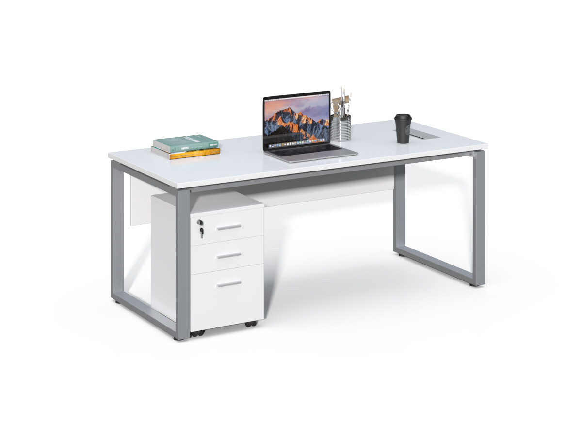 Kancelársky stôl s kontajnerom Houseland Prime Home 02 180 cm biely