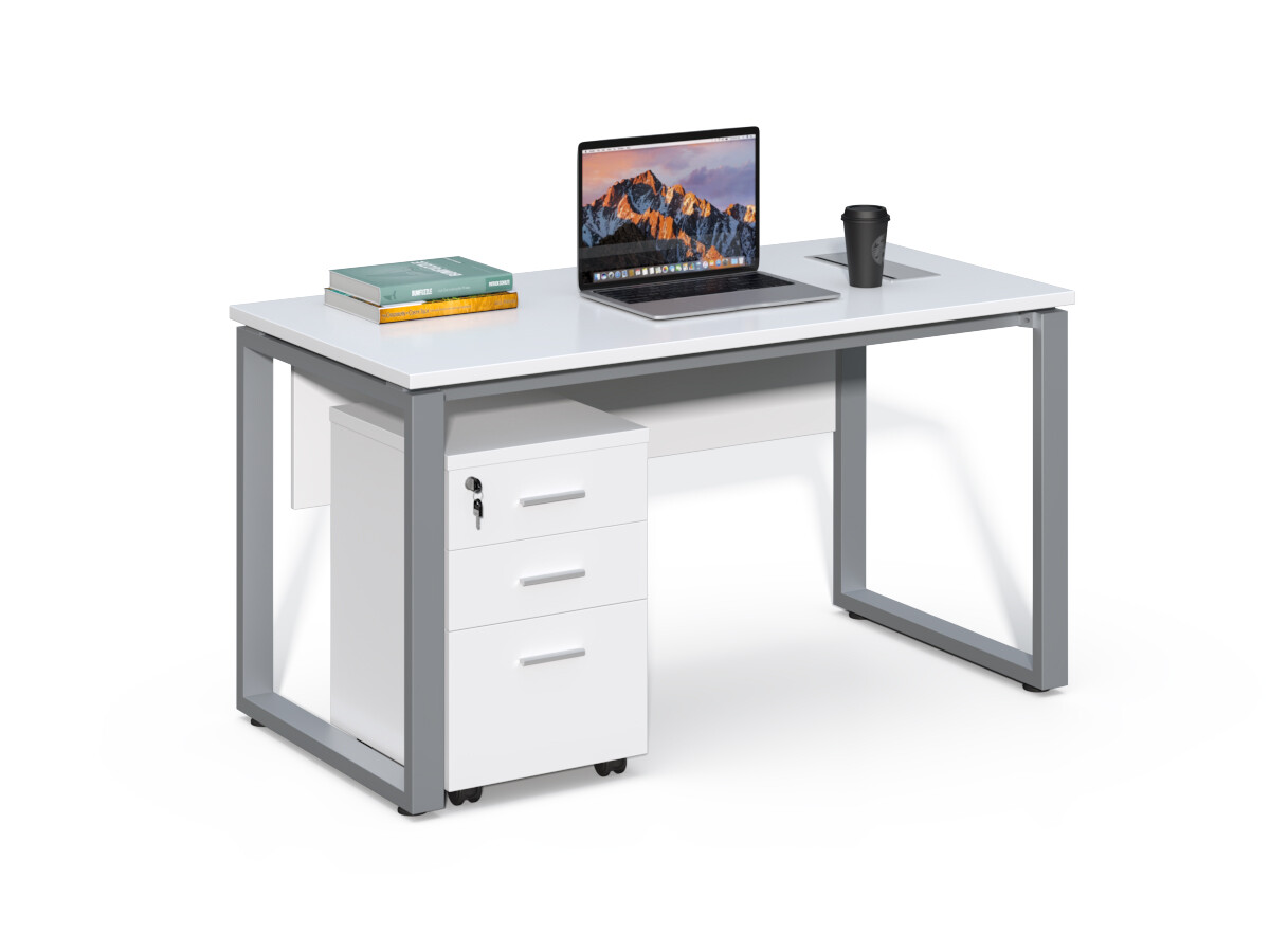 Kancelársky stôl s kontajnerom Houseland Prime Home 02 B 140 cm biely