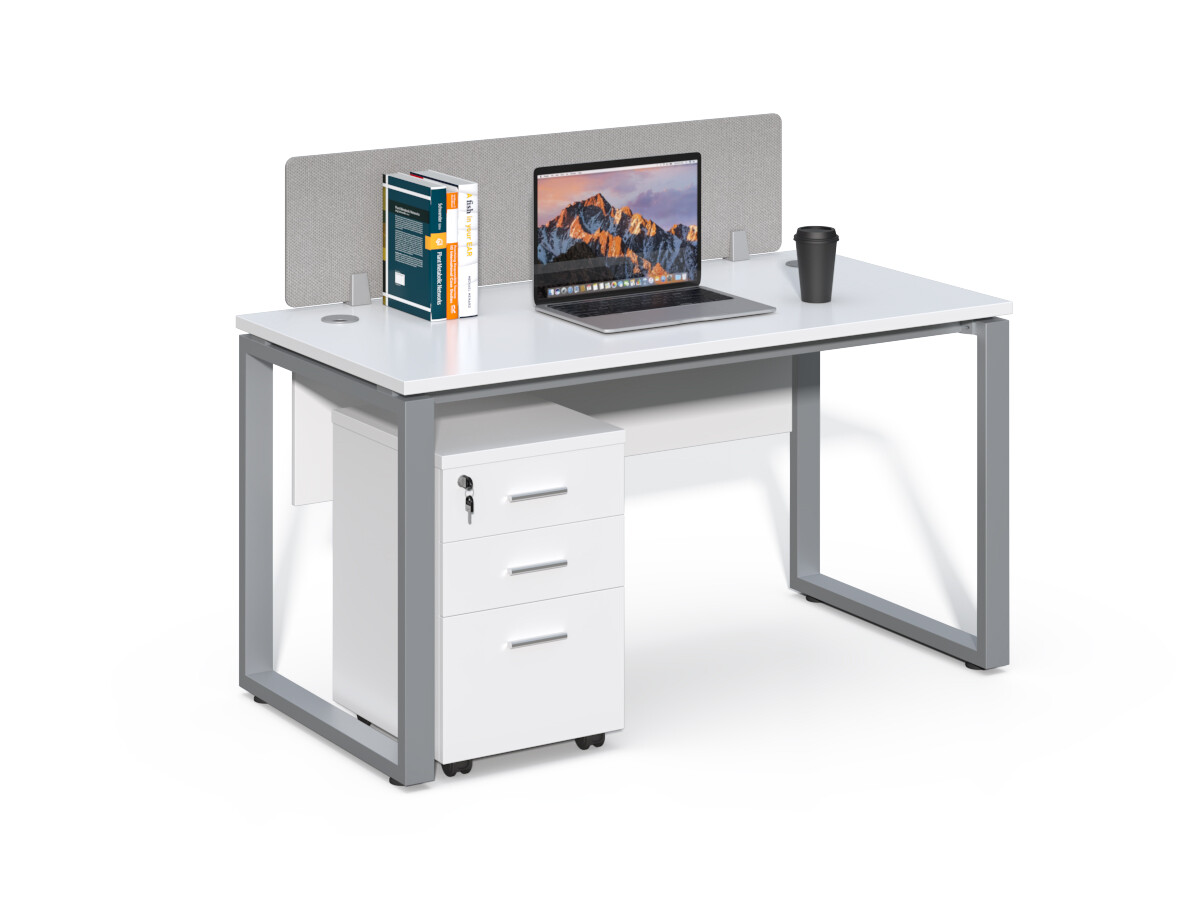 Kancelársky stôl s kontajnerom Houseland Prime Max 01 140 cm biely