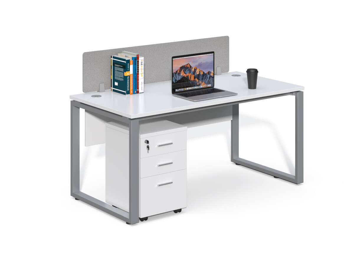 Kancelársky stôl s kontajnerom Houseland Prime Max 01 160 cm biely