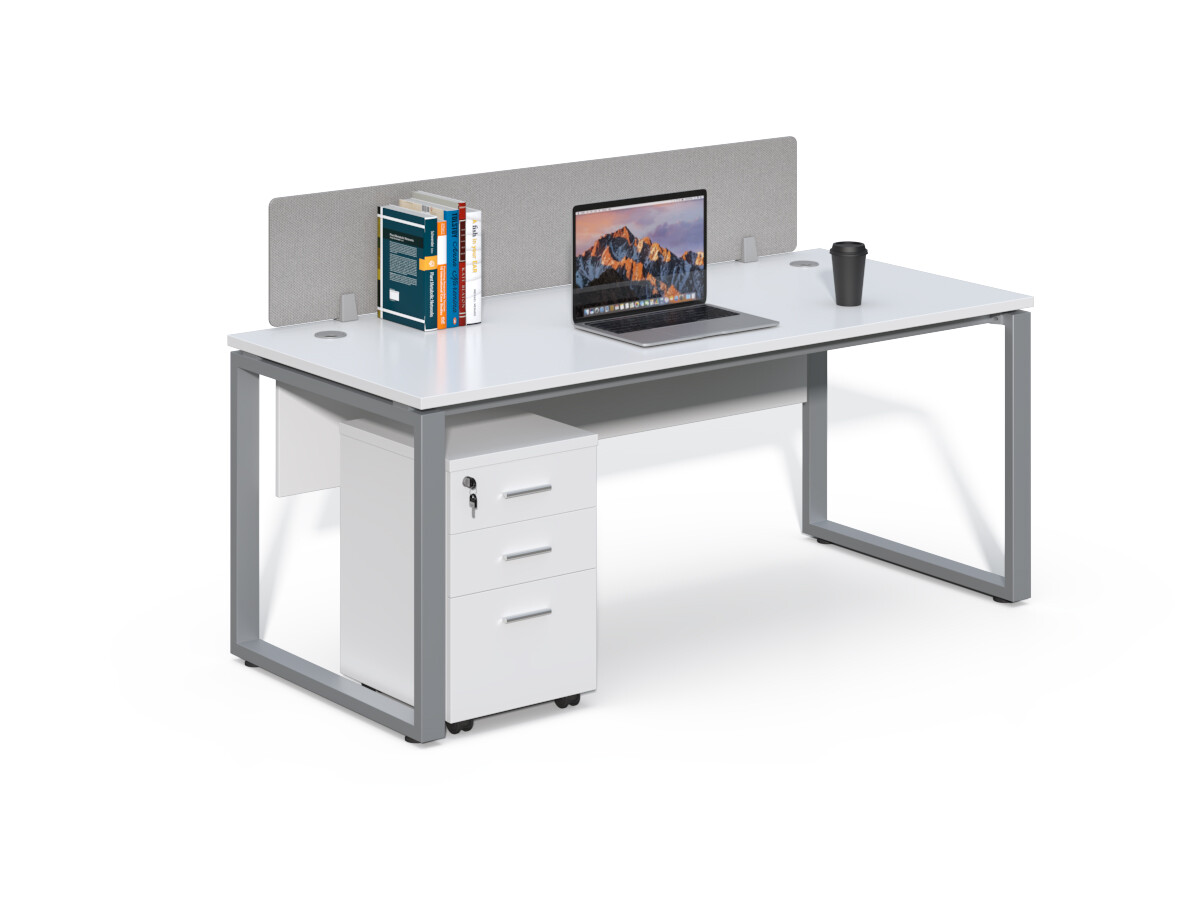 Kancelársky stôl s kontajnerom Houseland Prime Max 01 180 cm biely