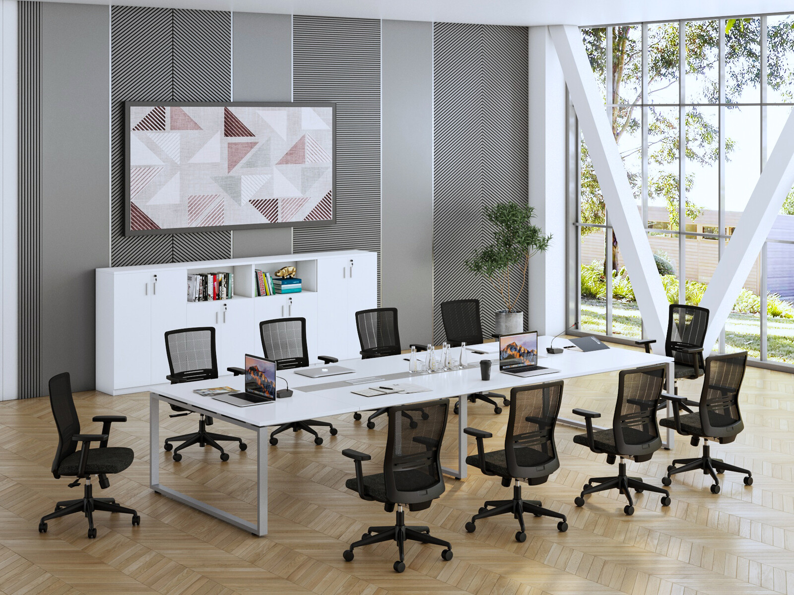 Nízka kancelárska skrinka Houseland Prime Line 02 80 cm biela