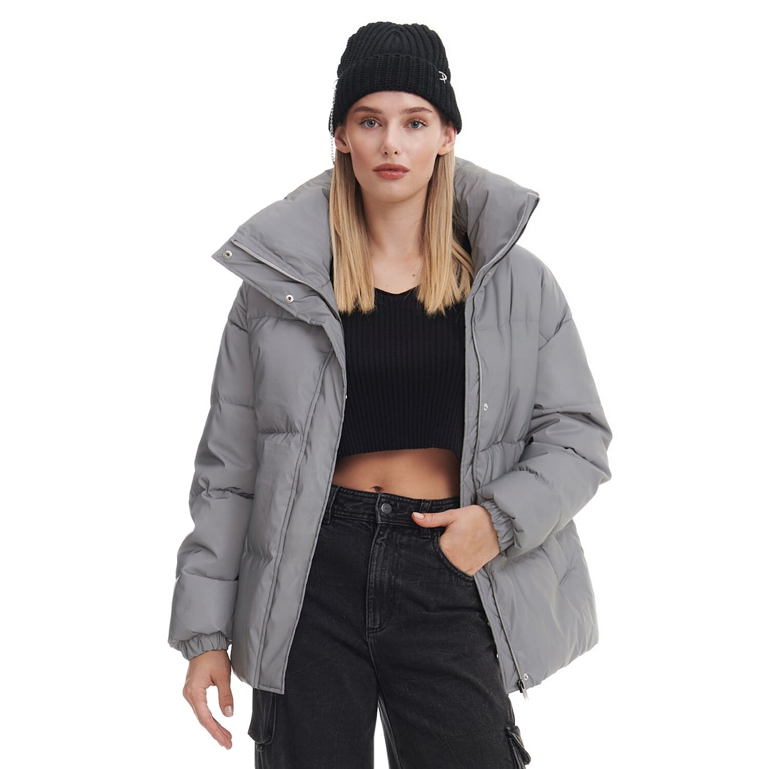 Cropp - Pufovaná bunda - Šedá