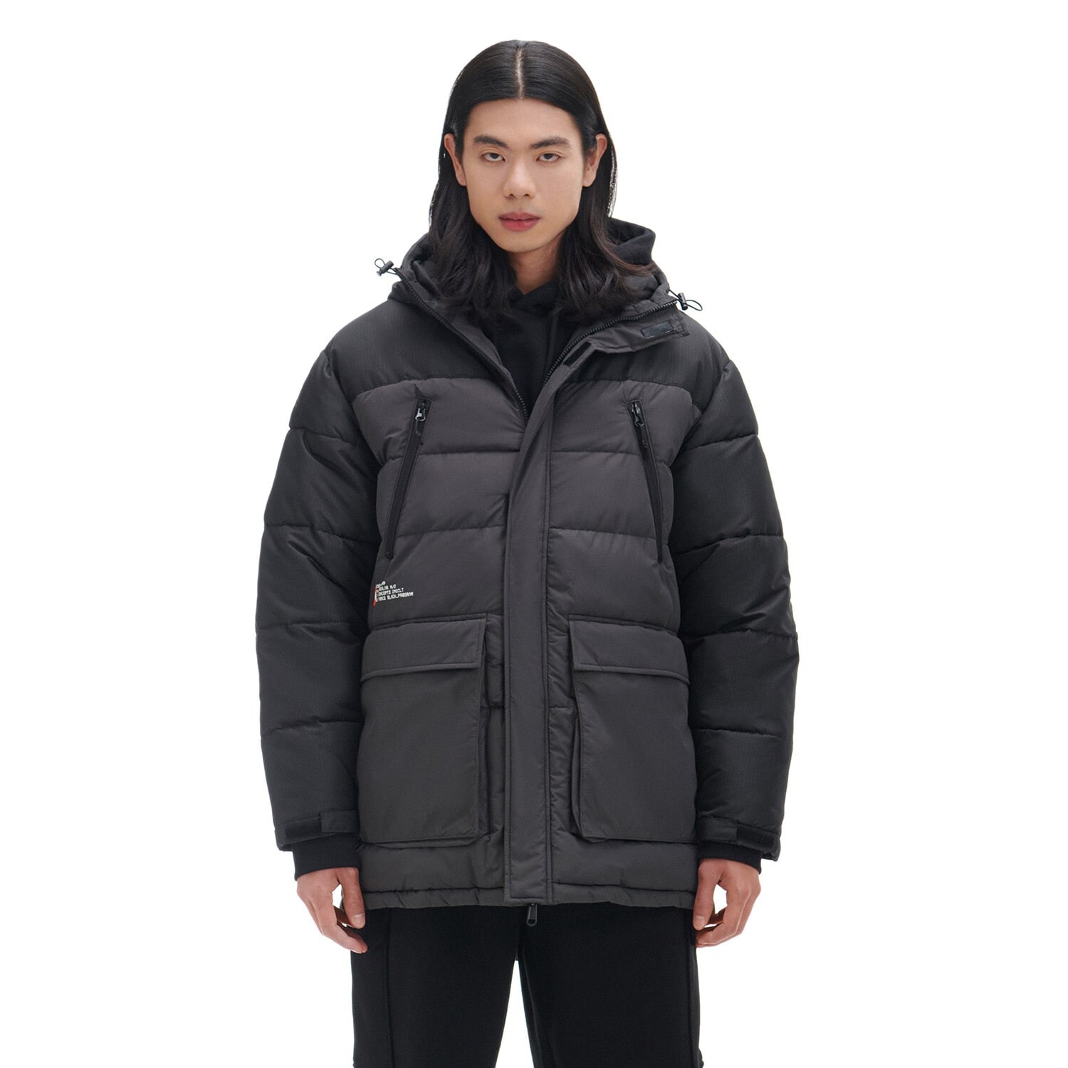 Cropp - Prešívaný plášť s kapucňou - Šedá