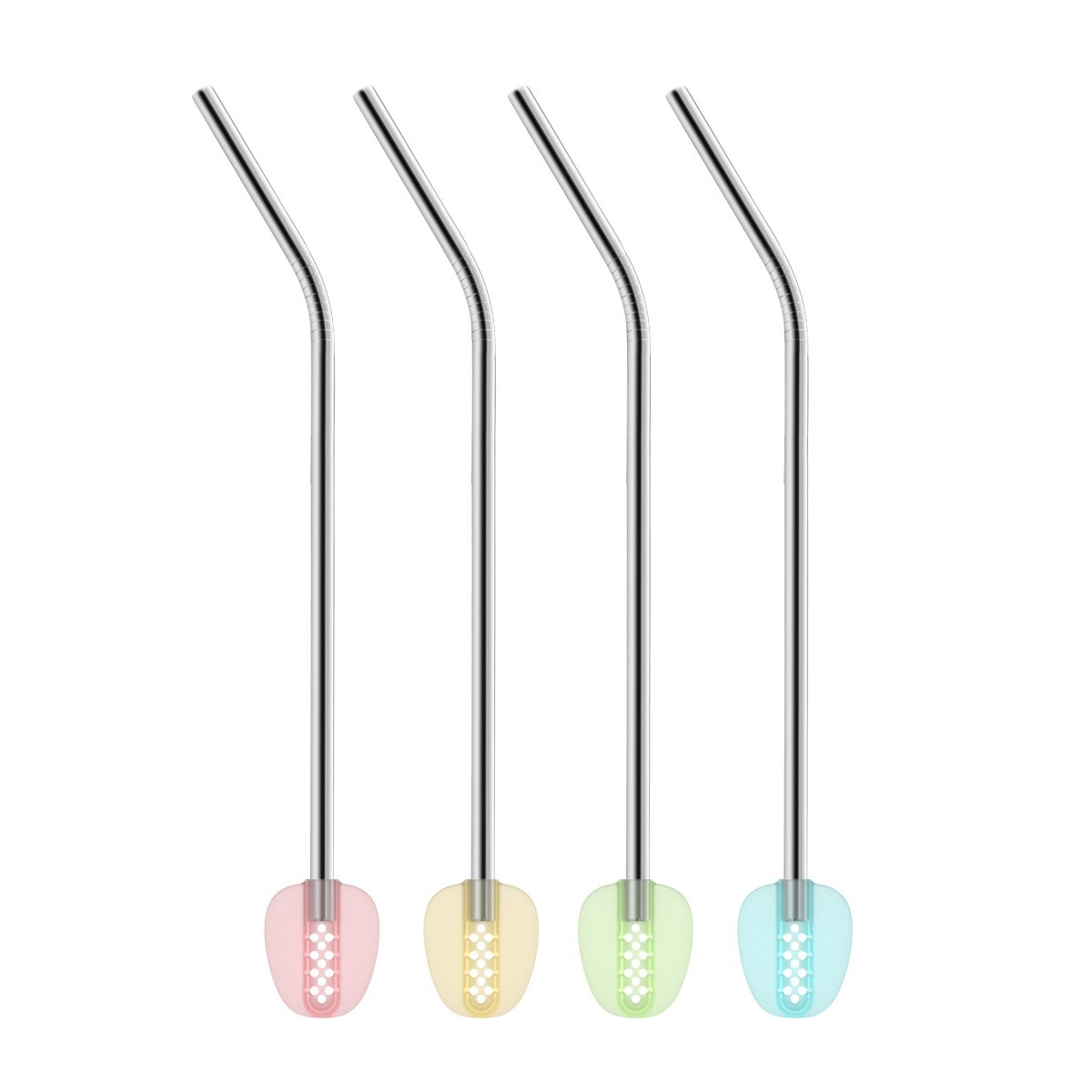 Nerezové slamky s filtrom myDRINK, 4 ks, s čistiacou kefkou