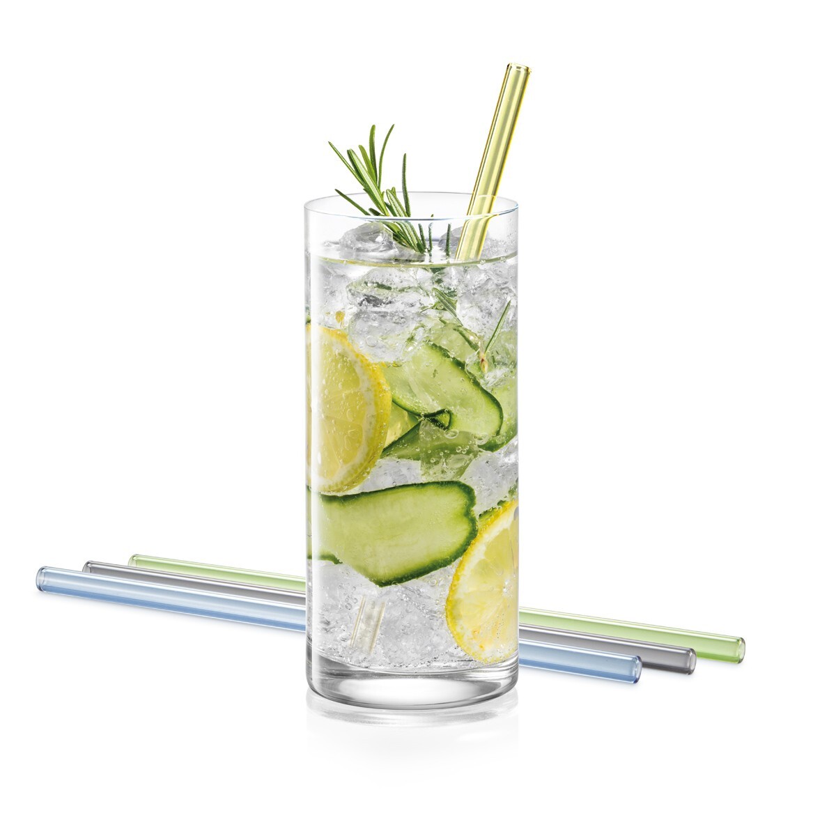 Sklenené slamky myDRINK 4 ks, s čistiacou kefkou