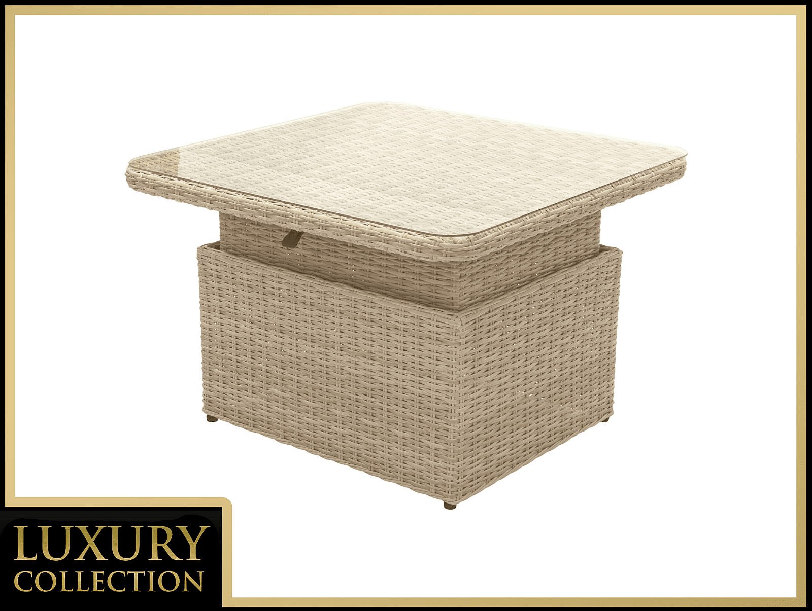 DEOKORK Ratanový stôl výsuvný jedálenský/odkladací 100 x 100 cm MALIBU (cappuccino)