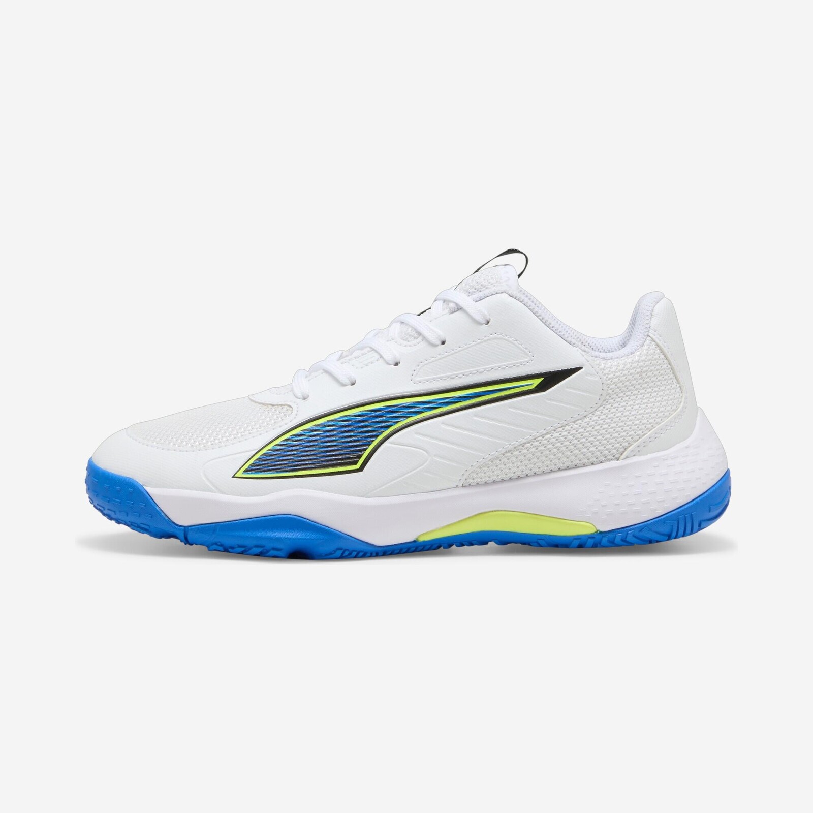 PUMA Accelerate Turbo 4 detská hádzanarská obuv bielo-modro-červená