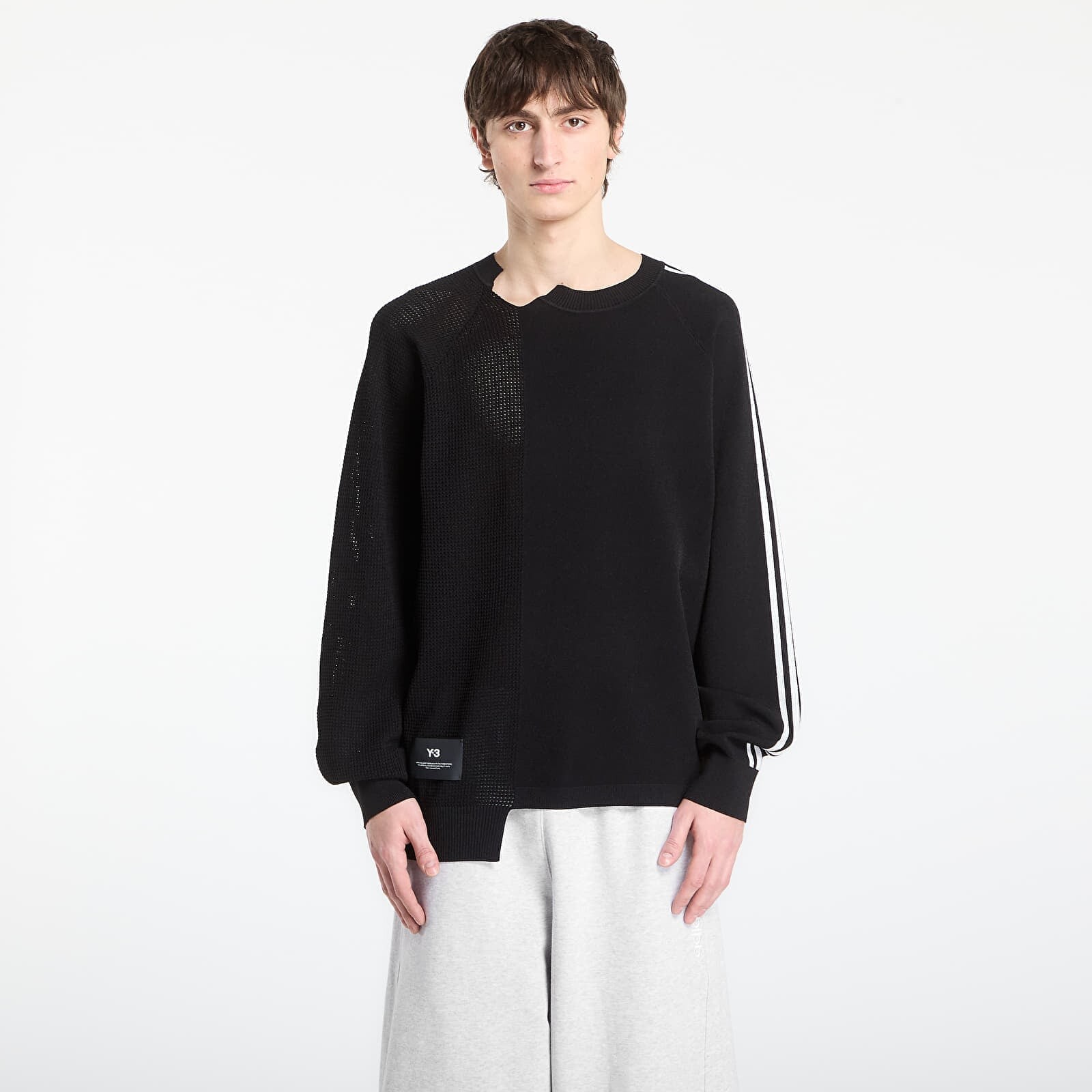 Mikina Y-3 Logo Knit Sweatshirt Black/ Rayon XL