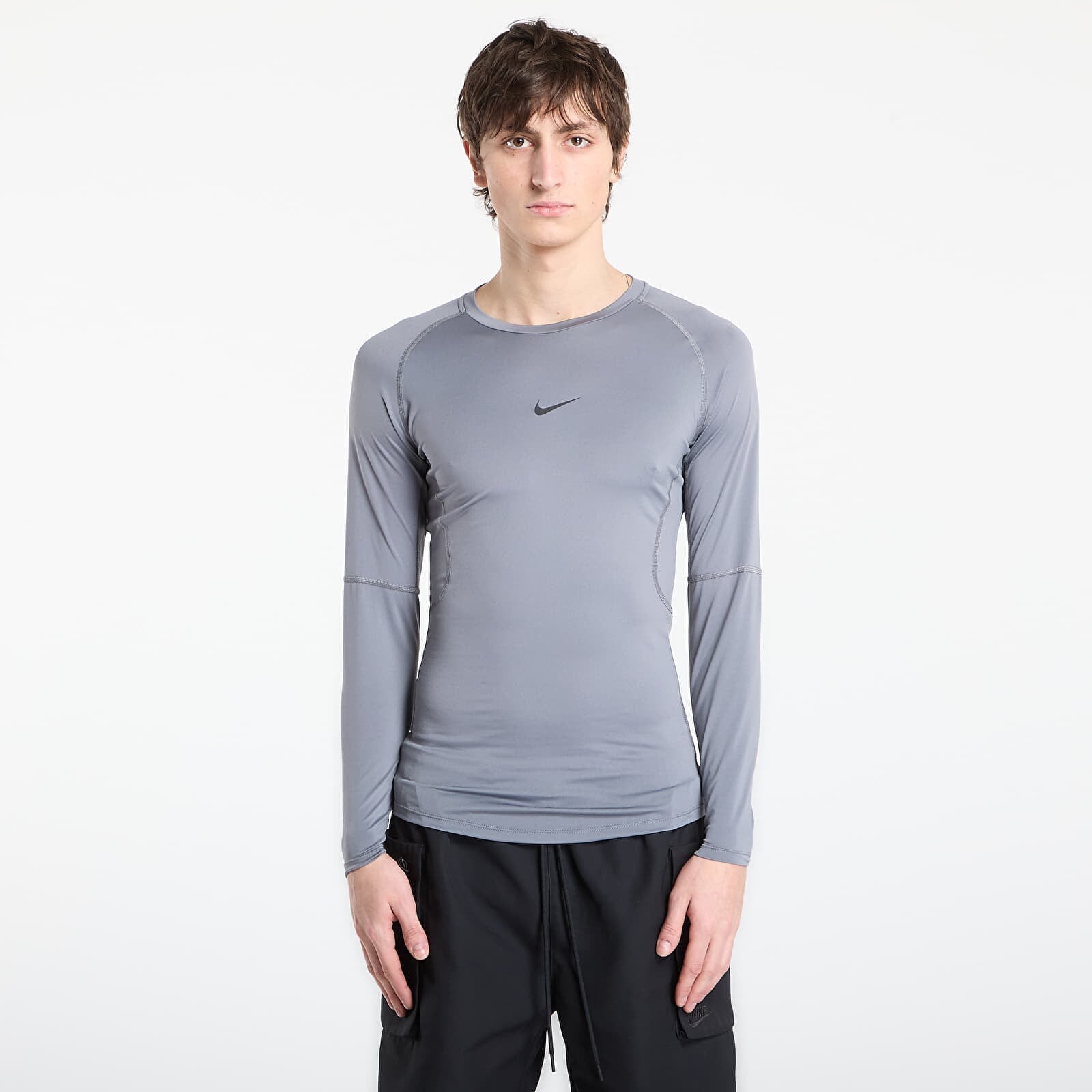Tričko Nike Pro Men's Dri-FIT Tight Long-Sleeve Fitness Top Smoke Grey/ Black XL