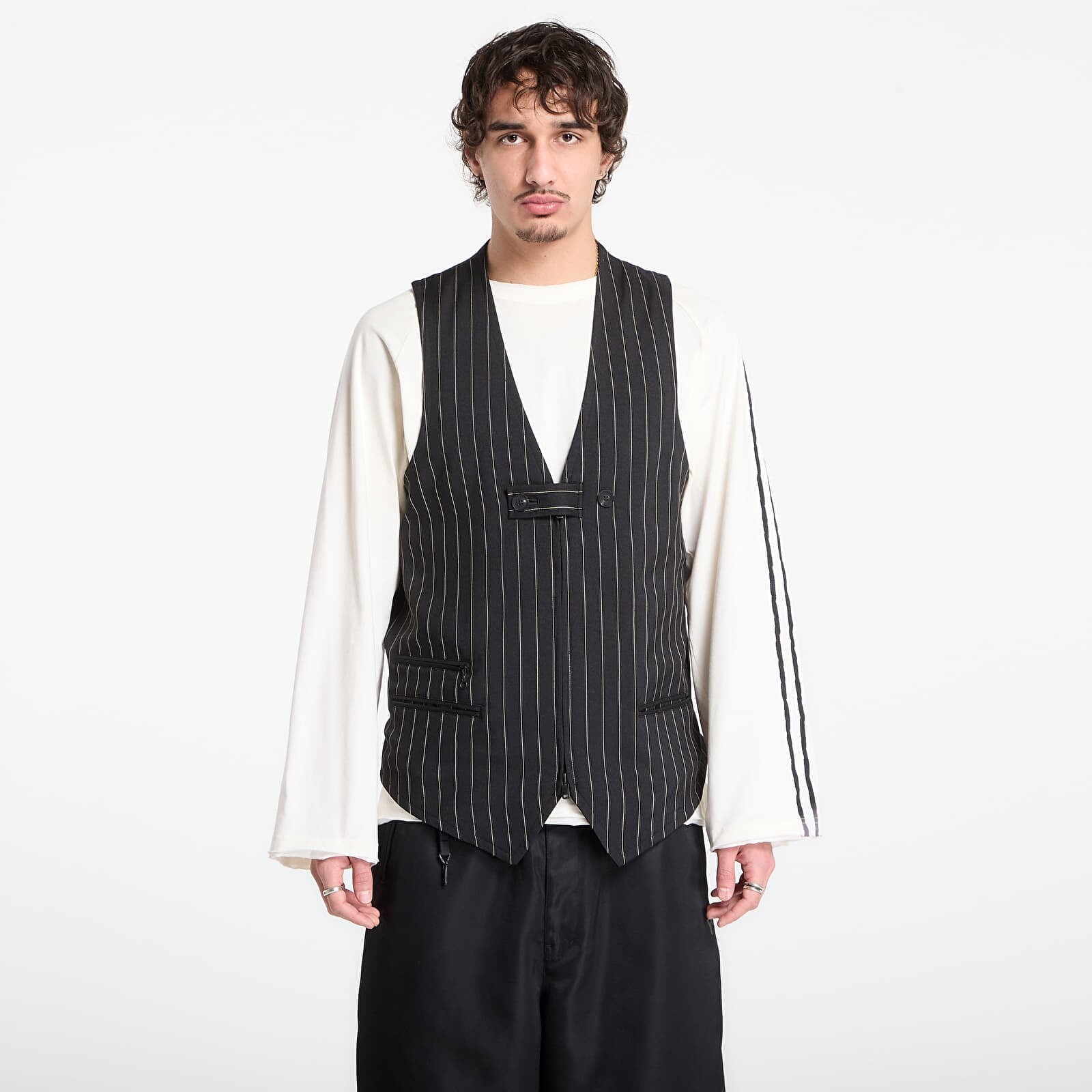 Vesta Y-3 Sport Uniform Pinstripe Tailored Vest Black S