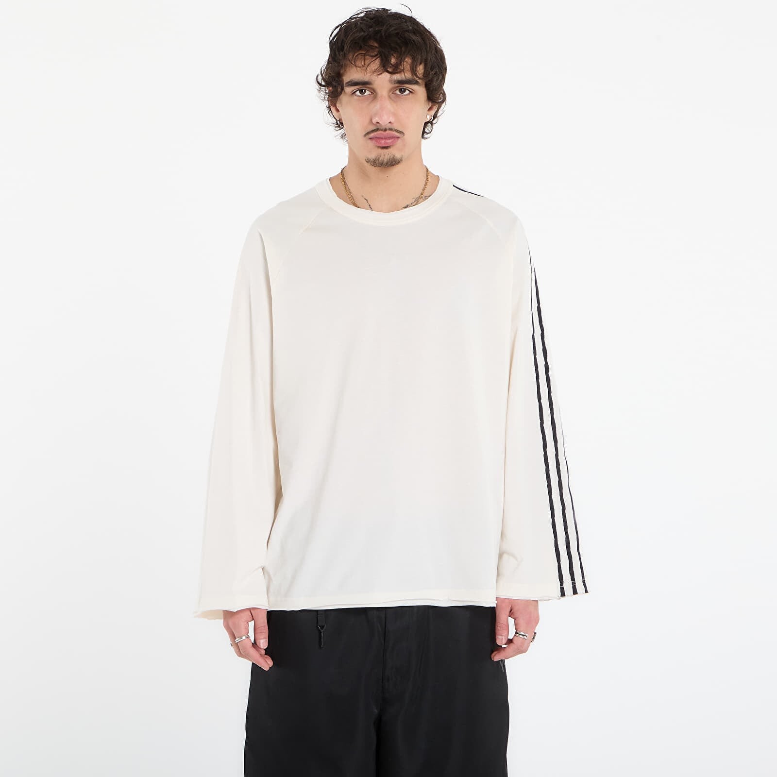 Tričko Y-3 Raw Edge 3 Stripes Long Sleeve Long-Sleeve Top Chalk White XS