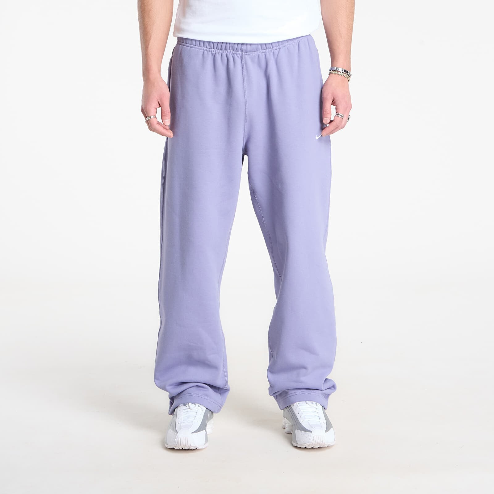 Tepláky Nike Solo Swoosh Men's Fleece Open-Hem Pants Iron Purple/ White M