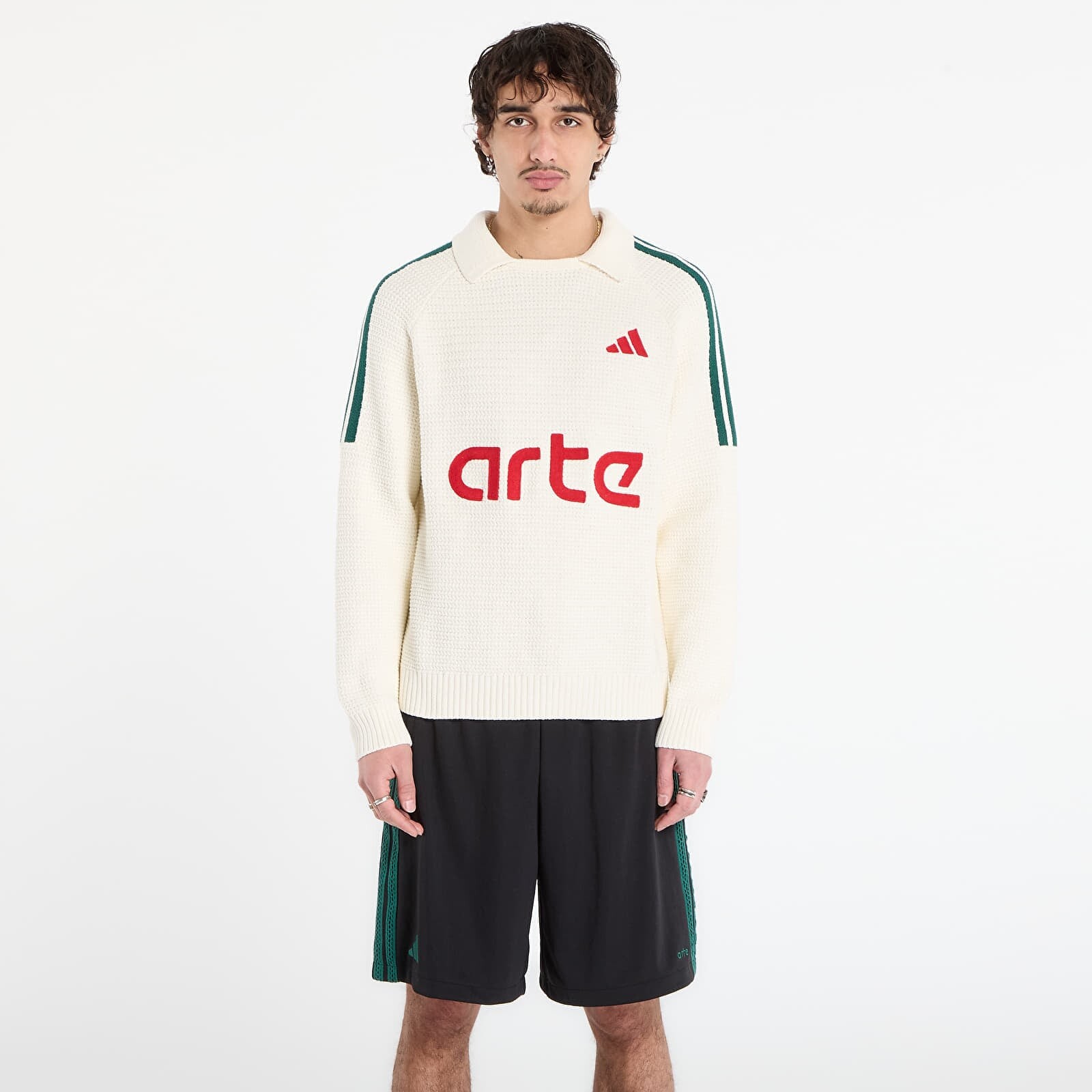 Sveter adidas x arte Knitted Long Sleeve Jersey White/ Collegiate Green XL