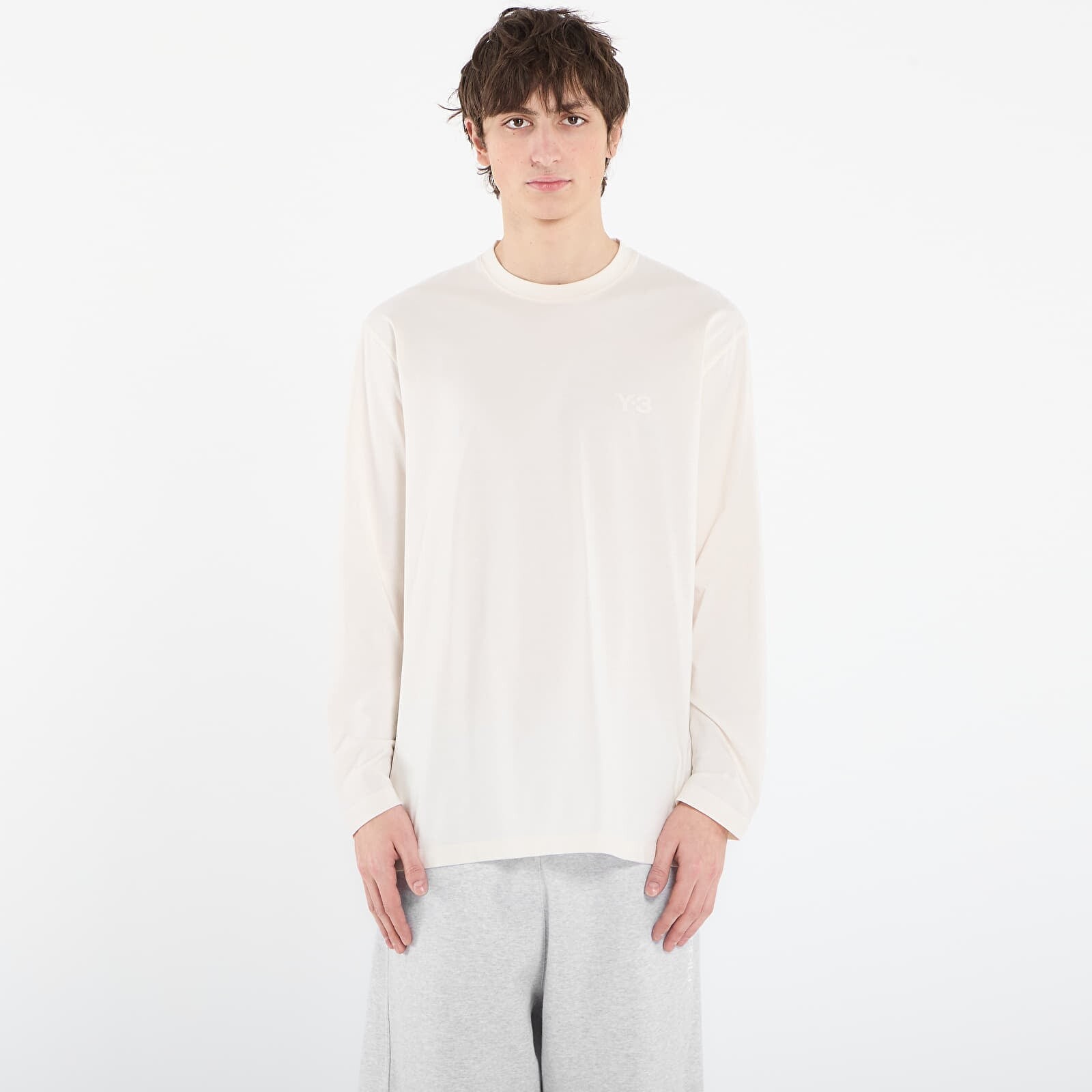Tričko Y-3 Logo Long Sleeve Long-Sleeve Top Chalk White L