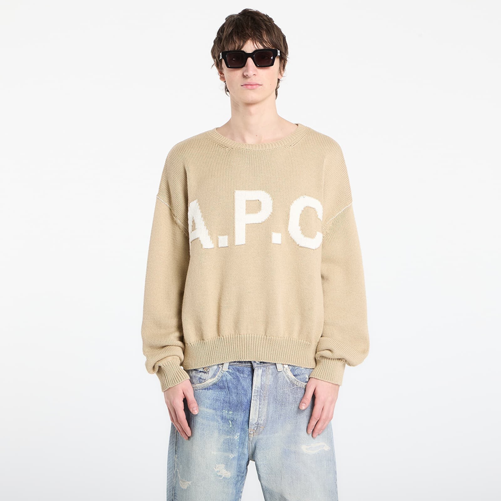 Sveter A.P.C. Logo Jumper UNISEX Beige XXL