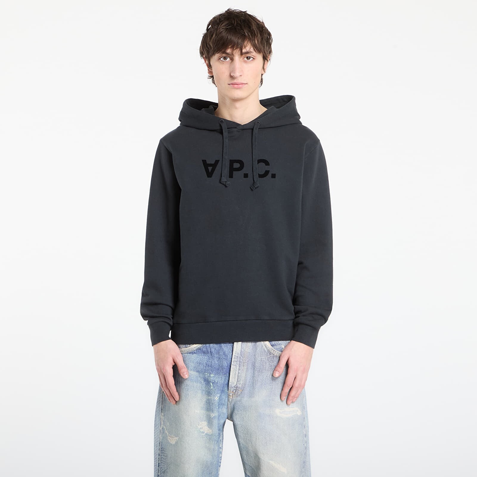 Mikina A.P.C. Standard Hoodie With Large Vpc UNISEX Faded Indigo/ Ecru L