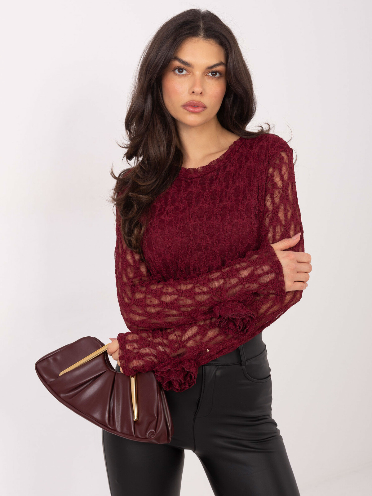 Bordová čipkovaná blúzka