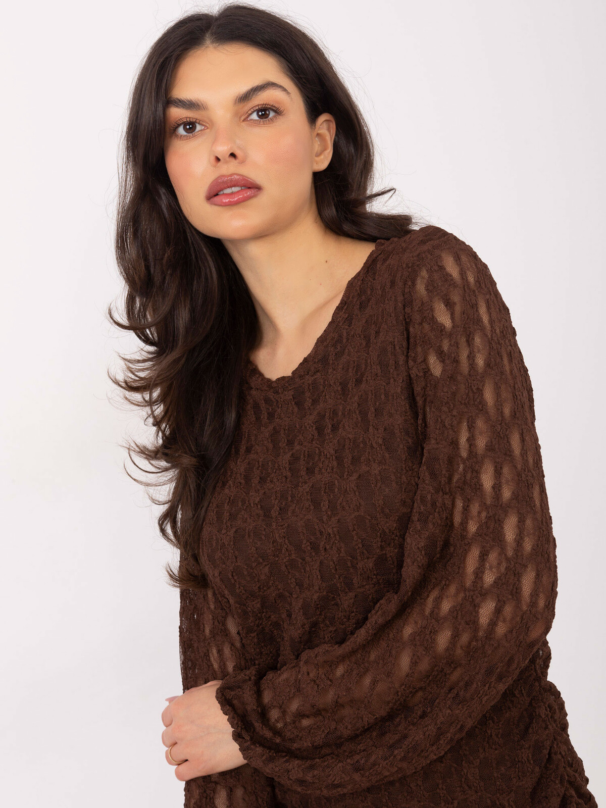 Hnedé mikinové šaty s dlhým rukávom