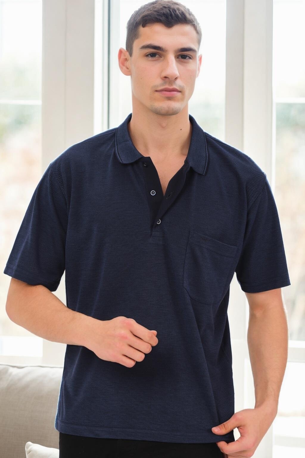 Pánske polokošele Dewberry, tmavomodré