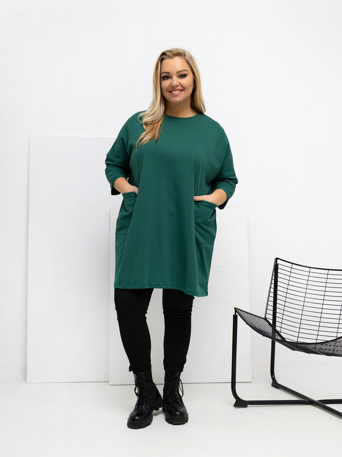 Plus size zelená tunika s vreckami