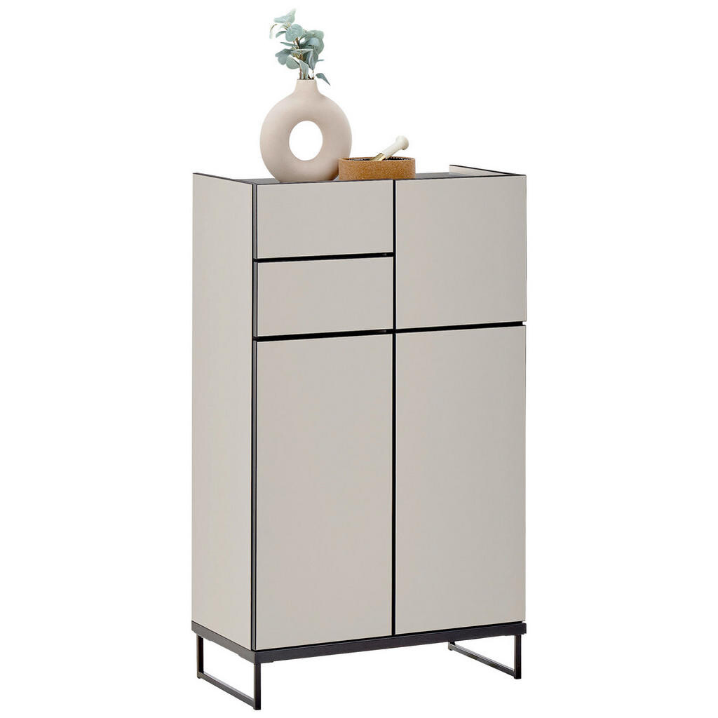 MID.YOU STREDNE VYSOKÁ SKRINKA, čierna, kašmírová, 60/102/31 cm