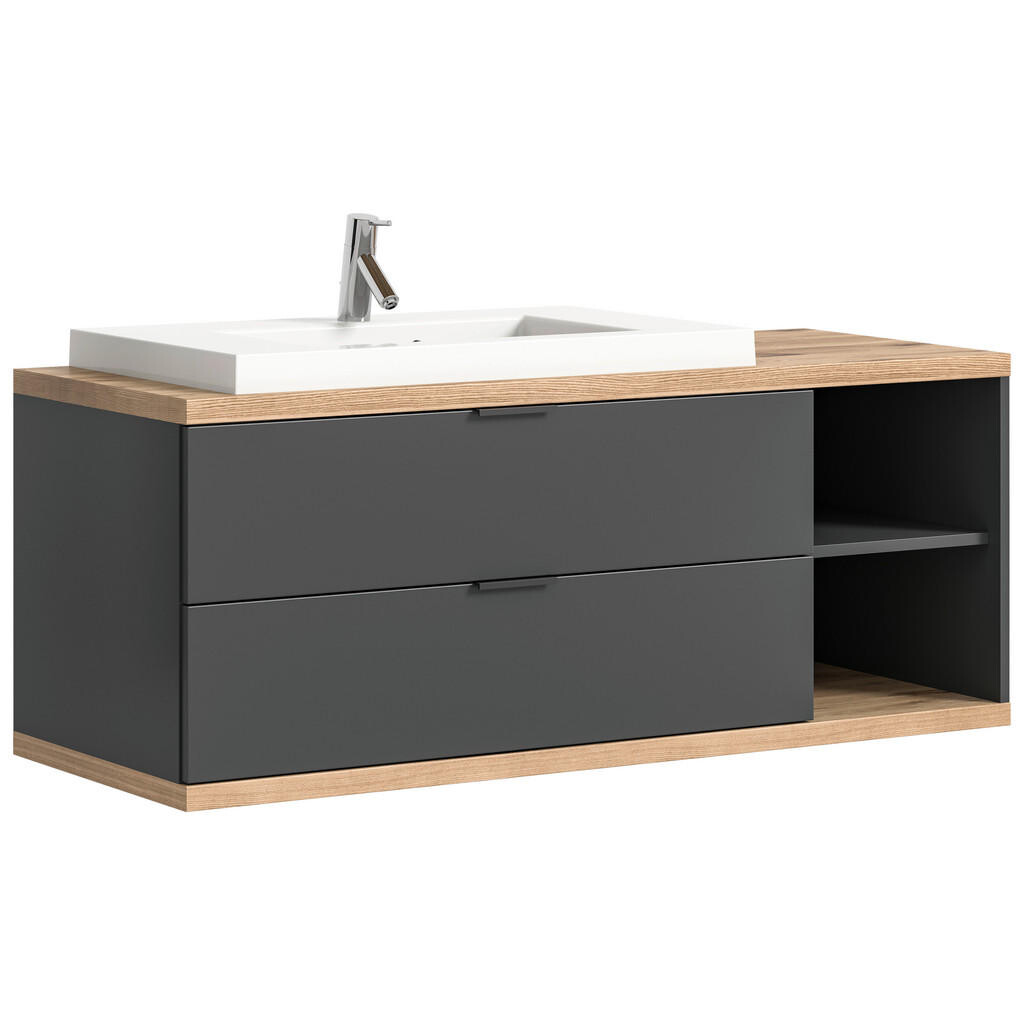 MID.YOU SKRINKA S UMÝVADLOM, antracitová, antracitová, farba duba, 130/50/48 cm