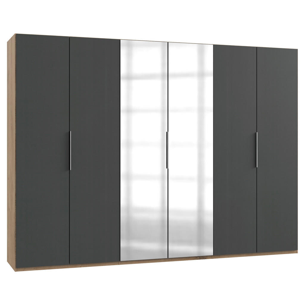 MID.YOU SKRIŇA S OTOČNÝMI DVERAMI, grafitová, farba duba, 300/216/58 cm