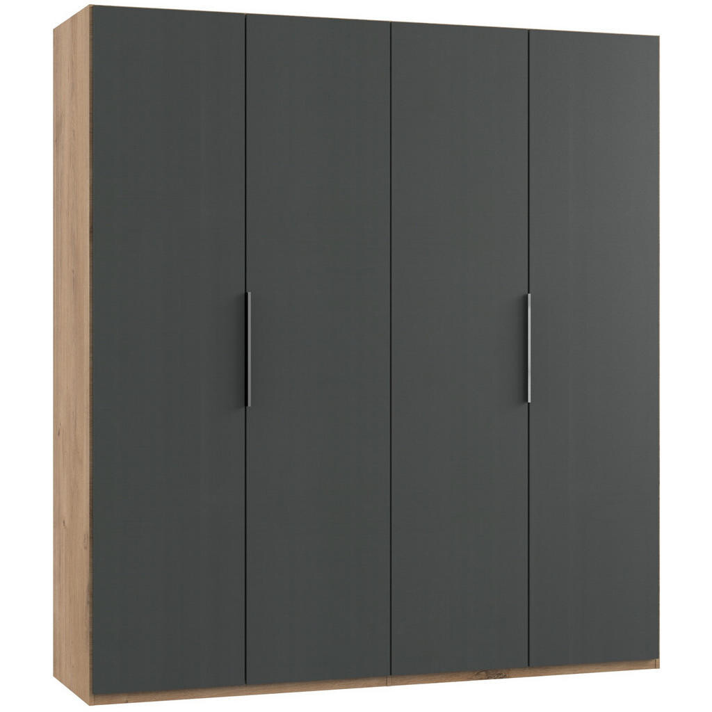 MID.YOU SKRIŇA S OTOČNÝMI DVERAMI, grafitová, farba duba, 200/216/58 cm