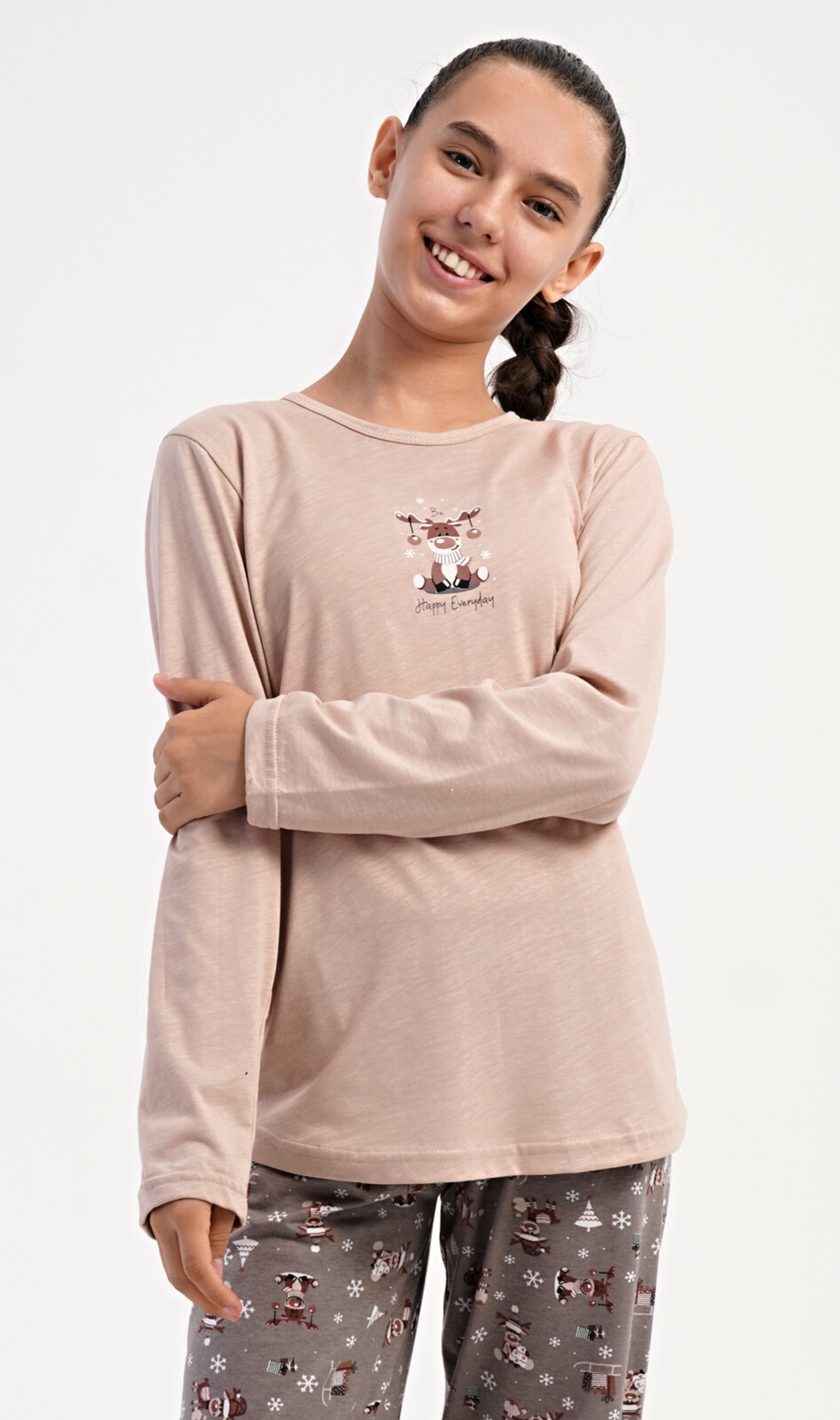 Detské dlhé pyžamo Sobik béžová 11 - 12