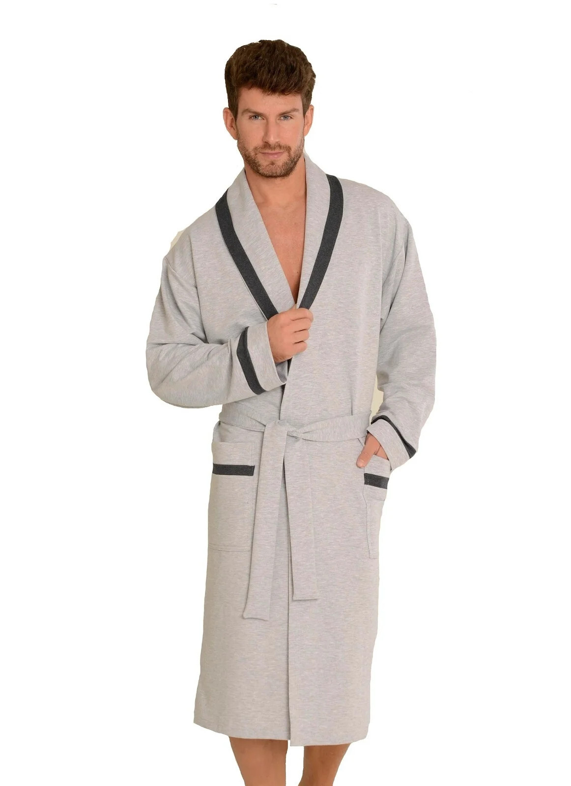 Pánsky župan Bruno 564 Light Grey - De Lafanse L světle šedá